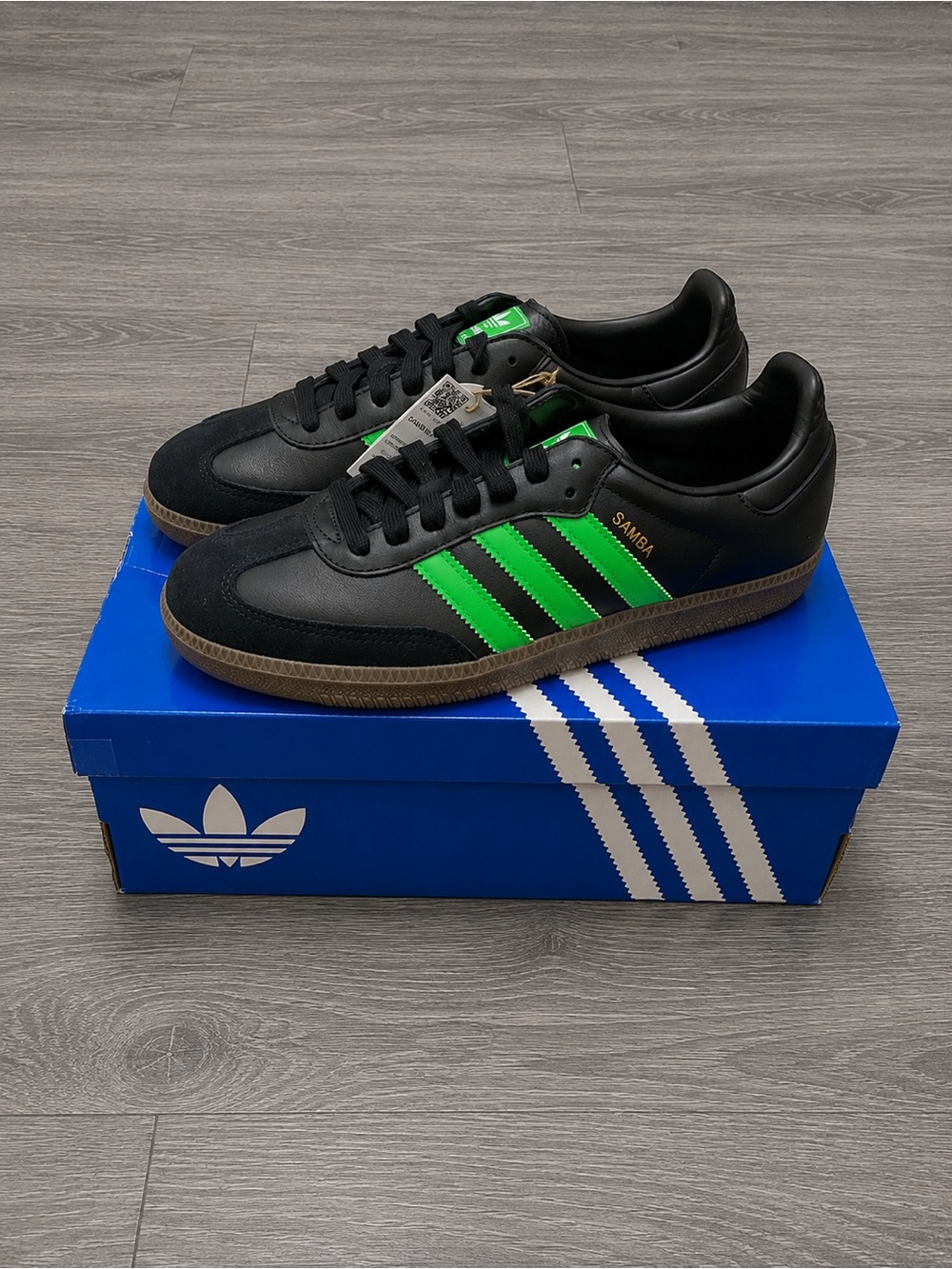 Adidas Samba OG Black Screaming Neon Green JR0911 Men’s sz 8